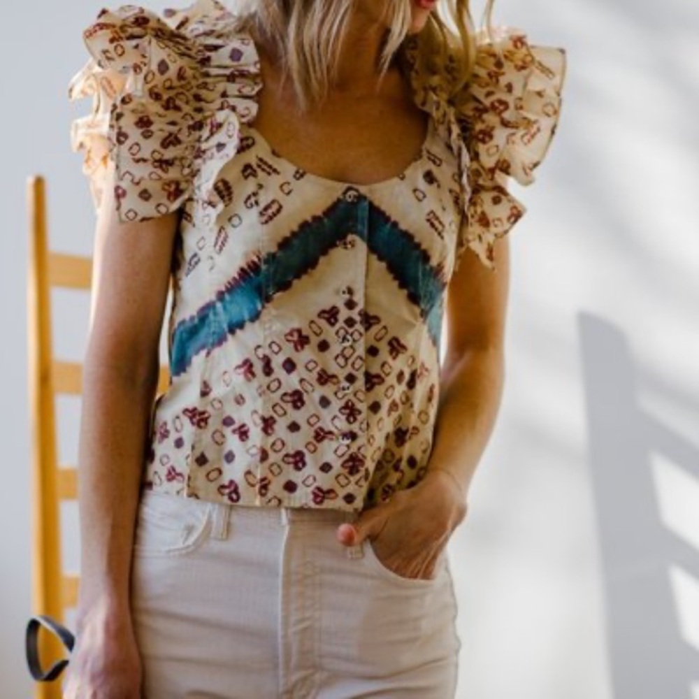 Ulla Johnson Milla Ruffled Button Up Corset Top Boho Western Coachella Size 4 - Picture 4 of 15